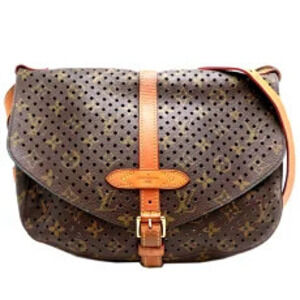 Louis Vuitton Monogram Perfo Flore Saumur Shoulder Bag Turquoise